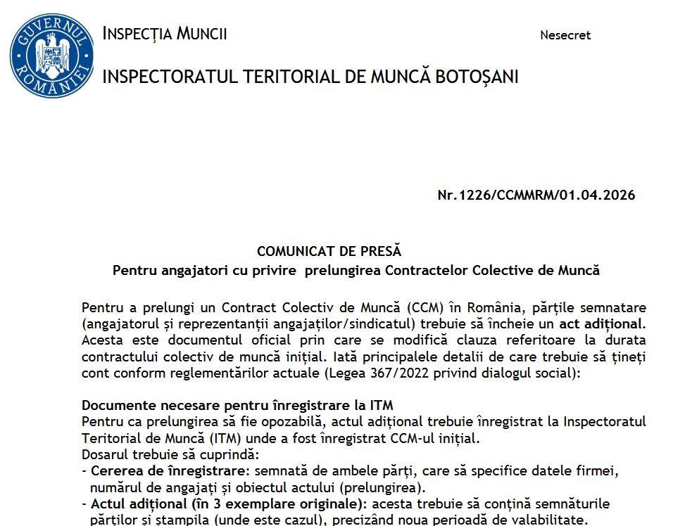 Prelungirea Contractelor Colective de Muncă - informatii utile pentru angajatori (oficial 2026) - cabinetexpert.ro/2026-04-23/pre…