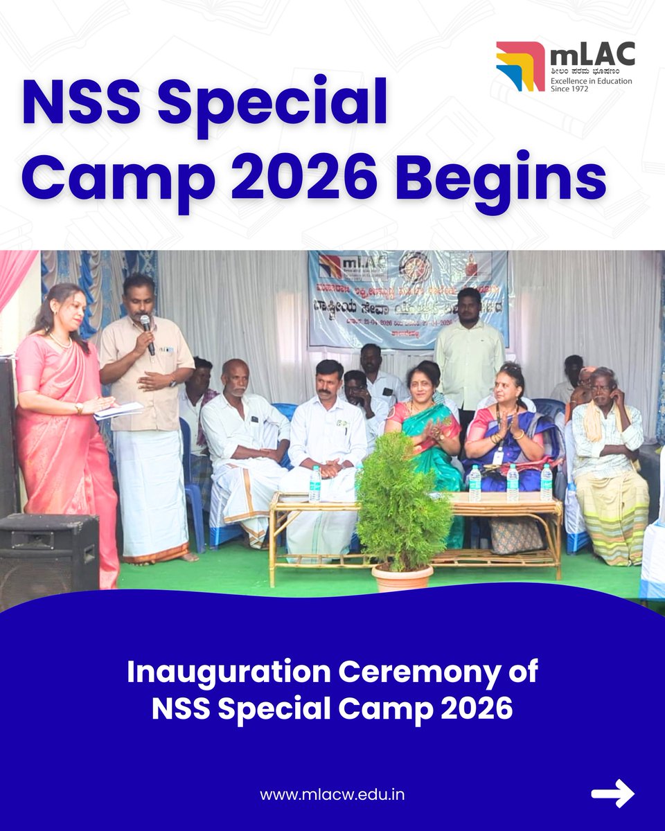 mLAC1972's tweet image. A meaningful beginning to a week of service and learning ✨

NSS Special Camp 2026 inaugurated at Kaluvehalli, bringing together community, commitment, and compassion.

#mLAC #NSSCamp #NSS2026 #CommunityService #RuralEngagement