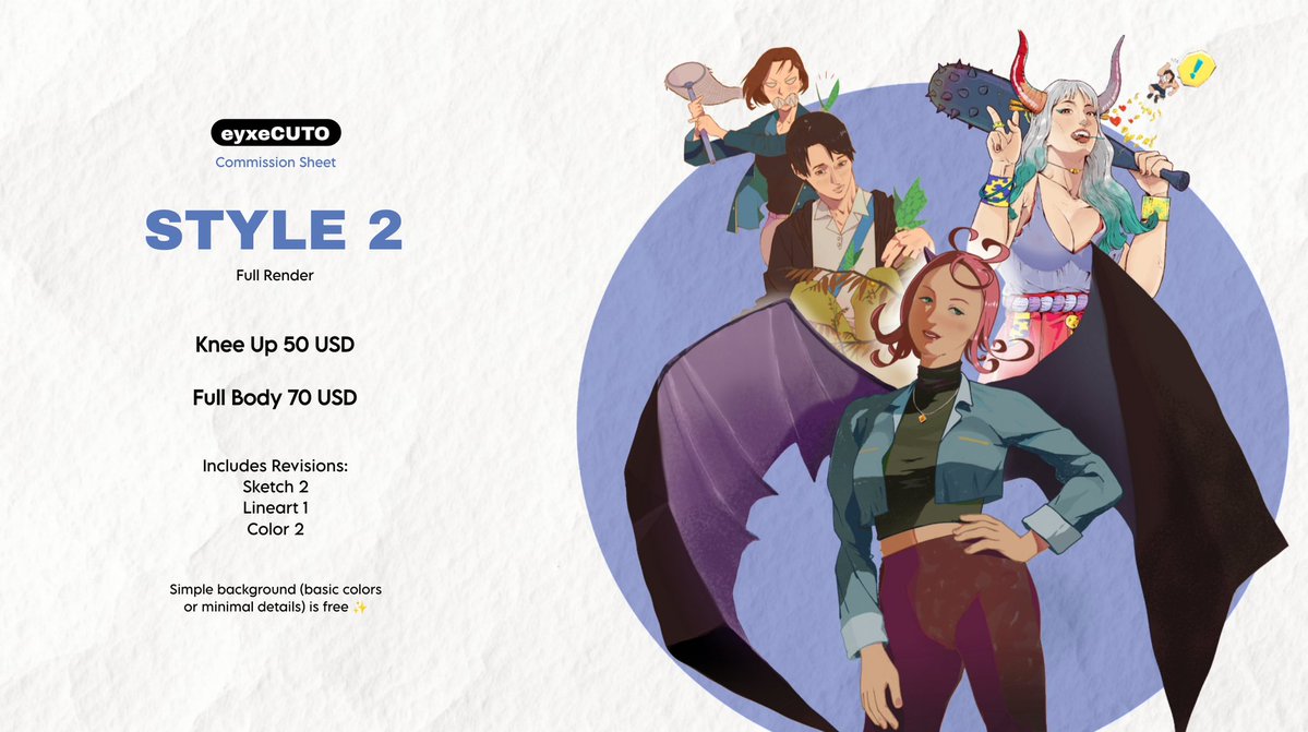 eyxecuto's tweet image. OPEN COMMISSION!

Hi! 2 out of 5 commission slots left. Open for almost anything (except NSFW). DM me to claim slot, feel free to ask questions! 📩😊

Shares are greatly appreciated 🙏🏼😊

#opencommission #commissionopen #commissionart #commission #artmoots