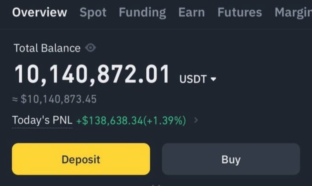 dens_club's tweet image. 🚀 If you saw this balance… you could retire from crypto FOREVER! 🔥

10,140,872 USDT (~$10.14 Million)
Today’s PNL: +$138K

What would you do first with this money? 👇

LIKE + REPOST
#Binance #Crypto #FinancialFreedom