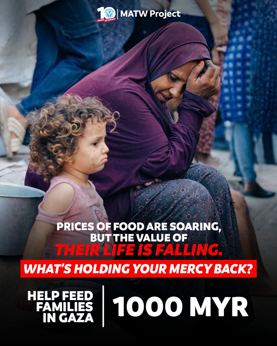 Matw_Malaysia's tweet image. Donate via - LINK 🔗 IN BIO

Feed Families in Gaza Today

Rising costs are making it harder for families to access basic food.

Support a family with food they need
tinyurl.com/2tb3494j

#charity #donation #matwproject #Gaza #FoodRelief
