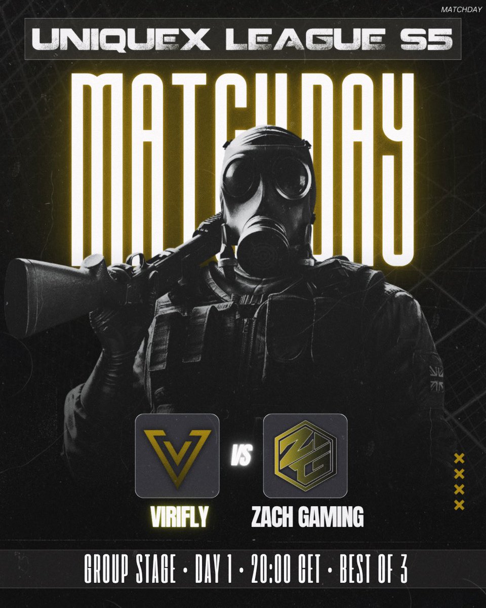 OfficialVirifly's tweet image. ⚔️ 𝗠𝗔𝗧𝗖𝗛 𝗗𝗔𝗬!

It starts now. First match of the tournament, first chance to show who we are. At 20:00, we step into the game.

🎮 / @UniqueX_League 
🆚 / @ZACHGaming__ 

𝗟𝗶𝗻𝗲 𝗨𝗽

@jopap_ 
@GohanM80 
@Titan3_ 
@MisterAura_ 
𝘛𝘉𝘋

#GLHF #GoVirifly
