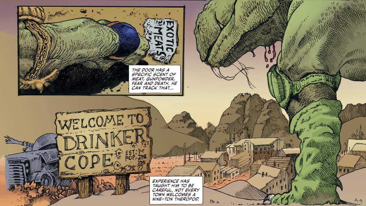 Koprolitos's tweet image. El regreso de Steve White: se publica “Tales from the Cursed Earth: Judgegrrrrs Last Stand”, una historia corta protagonizada por #Jurassic Dredd. Te lo cuenta Charlie Charmer:

▶️ koprolitos.blogspot.com/2026/04/el-reg…
#JudgeDredd #dinosaur #comic