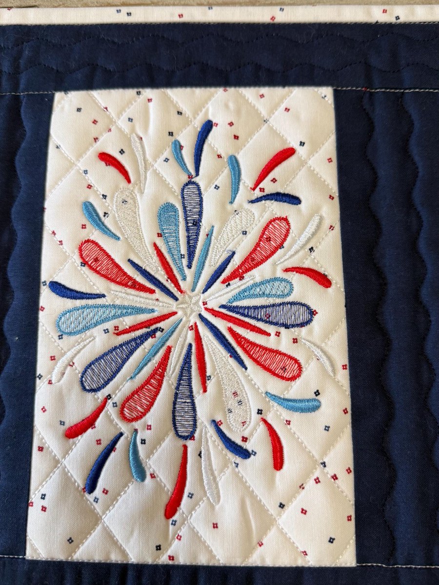 angelhw1956's tweet image. Quilted &amp;amp; Embroidered red, white and blue Table Runner tuppu.net/9ddb1049 #TeaTimeQuiltsnMore #Etsy #CoffeeTable