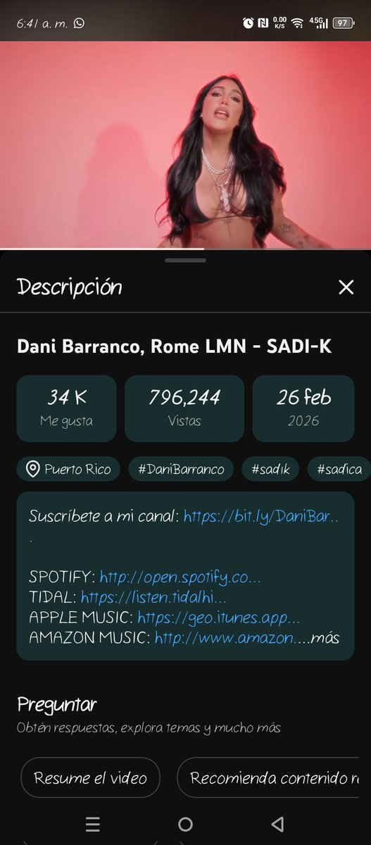 ade_olivero's tweet photo. Buenos días, gente buena! Ya aquí reproduciendo en las diferentes plataformas musicales, apoyando a Dani como se debe 💖✨🔥🎶💃🏼
A ponerse las pilas que hoy es jueves de buena música 
#NadieComoNosotros  a ponerse #SADIK por #XAHI https://t.co/yKrjNivjI6