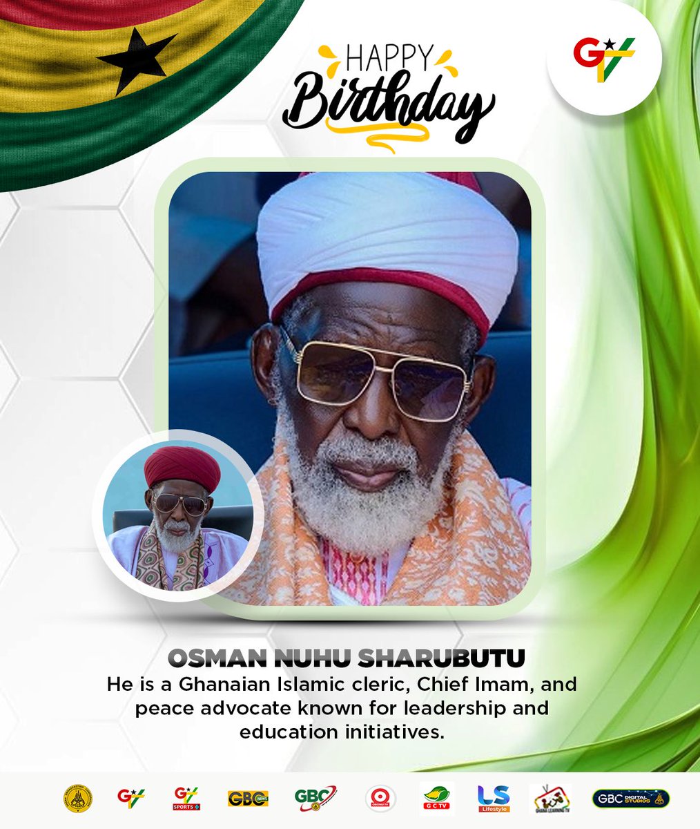 GTV_Ghana's tweet image. Happy 107th Birthday to a beacon of peace, wisdom, and unity! 🇬🇭✨
Today, we celebrate Sheikh Dr. Osmanu Nuhu Sharubutu, the National Chief Imam of Ghana. His life is a masterclass in leadership, interfaith harmony, and dedicated service to humanity.

#ChiefImam #LivingLegend