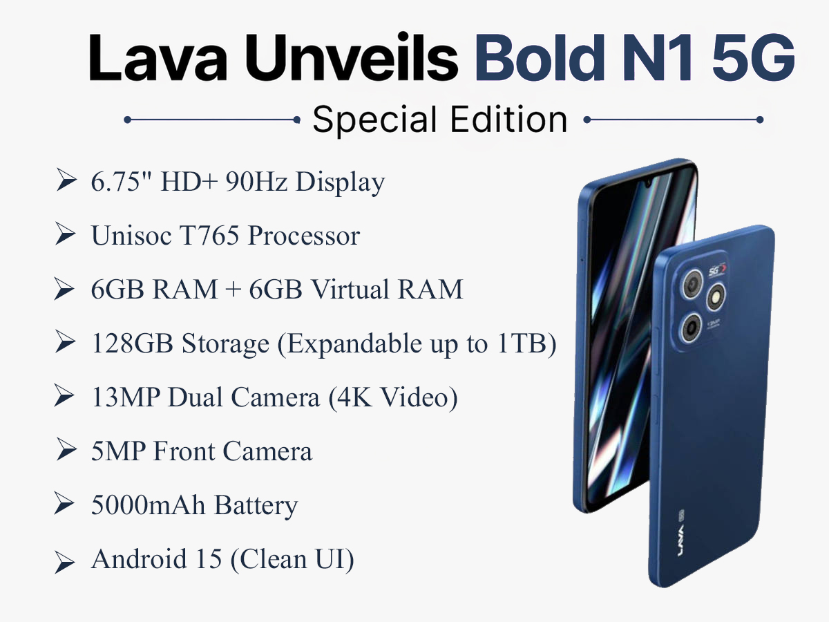 MyMobile_India's tweet image. Lava Bold N1 5G Special Edition Launched in India With Introductory Price ₹11,999

#Lava #BoldN1 #TechNews #SmartphoneLaunch

Read More: mymobileindia.com/lava-unveils-b…