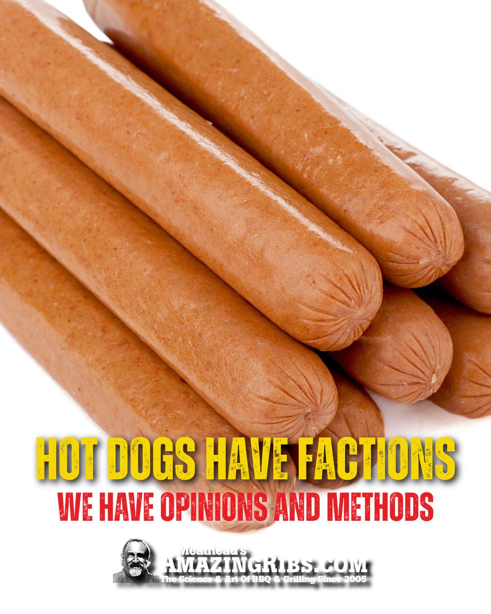 meathead's tweet image. Char dogs. Split dogs. Dirty water dogs. Steamers. Nukes. Rippers.
Hot dogs are not food, they are a lifestyle choice.

We broke down the methods so you can pick your dog style with confidence and argue about it like an adult. Loudly. With evidence.

amazingribs.com/tested-recipes…

#BBQ