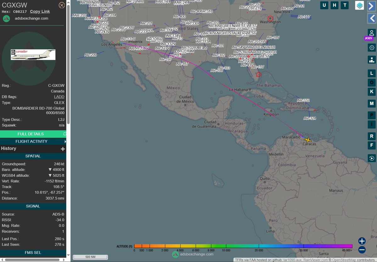 Flightwatcher1's tweet image. Skyservice Business Aviation Global 6000
Matricula: CGXGW
Hex: #C08217
Desde Palm Springs🇺🇸 con destino Caracas🇻🇪
#USA #Venezuela