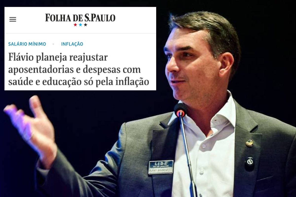 🚨 URGENTE!
Folha de SP revela que o plano de Flávio Bolsonaro é cortar UM TRILHÃO nas  aposentadorias, BPC dos pobres e deficientes e mais 800 BILHÕES em saúde e educação.