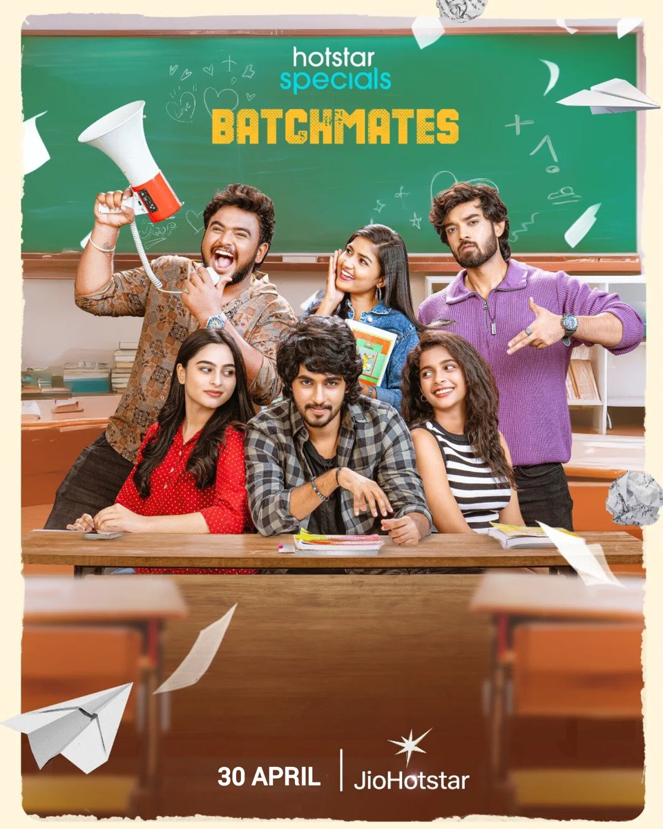 CinemaWikipedia's tweet image. #HotstarSpecials Telugu Series #Batchmates Streaming From 30th April On #JioHotstar.

Starring: #BinduMadhavi, #SaiSriraamVemparaala, #SindhuReddy, #GeeravaniReddy, #AnthonyKarthik, #Nissar, #RaviVarma &amp;amp; More.
Directed By #SriHarshaSetty.

#BatchmatesOnJioHotstar #CinemaWikipedia