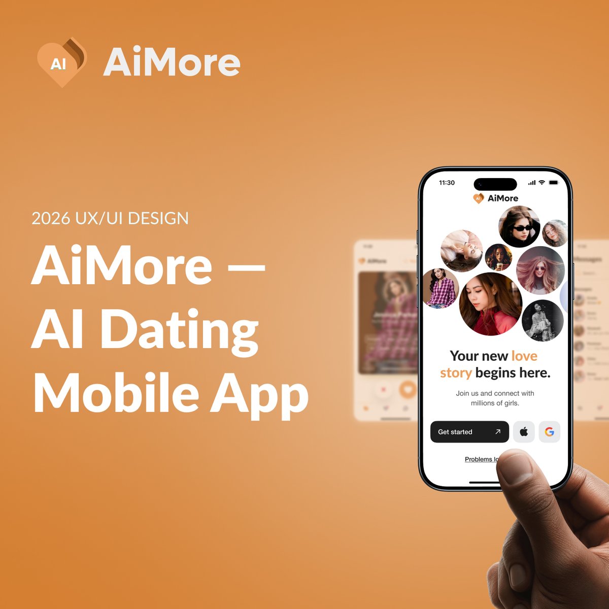 aimorelove's tweet photo. AiMore — AI Dating Mobile App | UX/UI Case Study https://t.co/hZkWDsvmtG