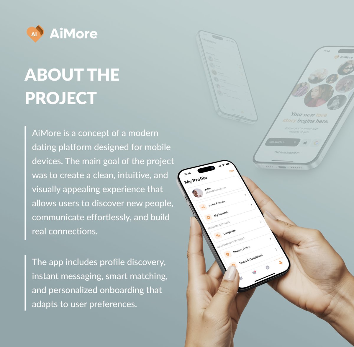 aimorelove's tweet photo. AiMore — AI Dating Mobile App | UX/UI Case Study https://t.co/hZkWDsvmtG
