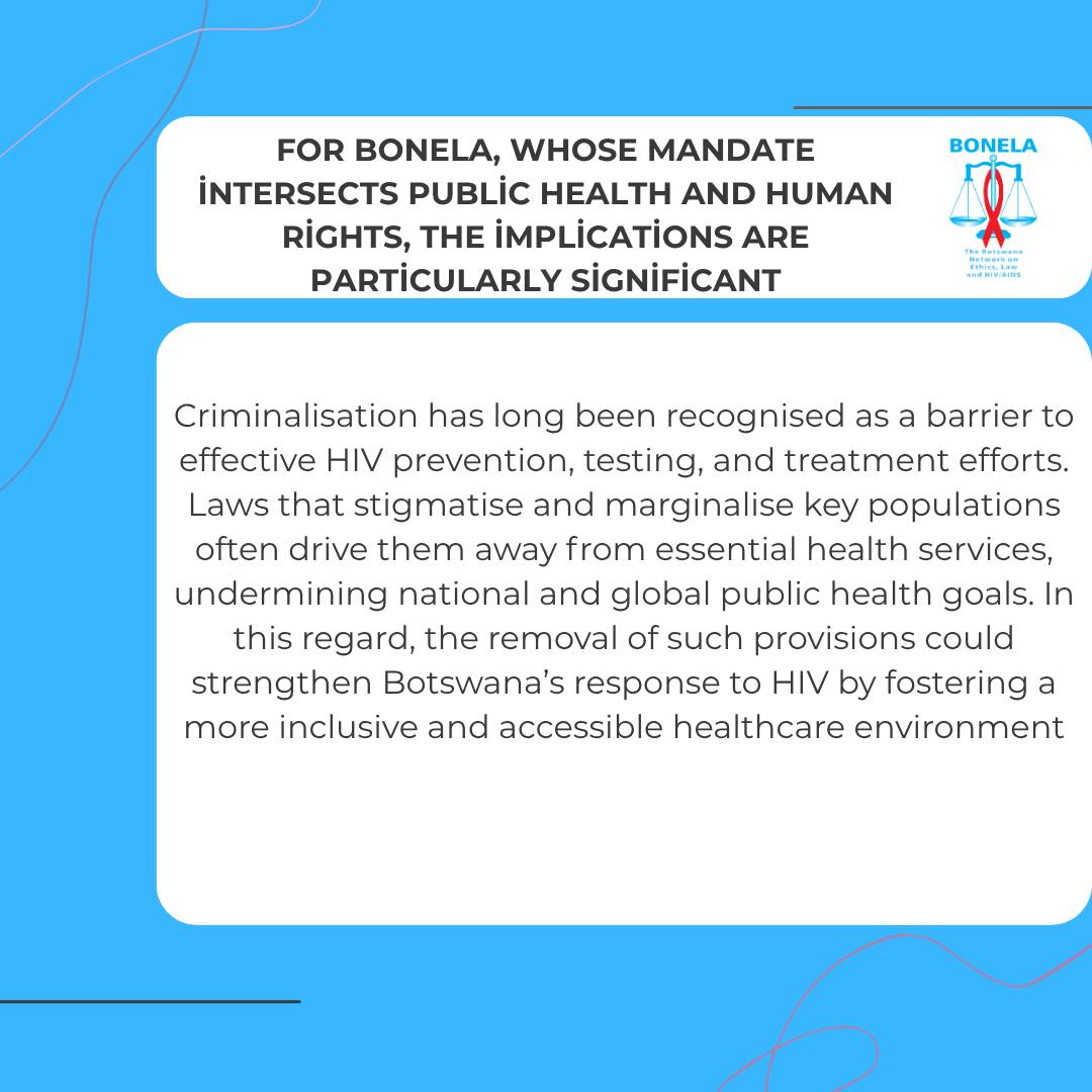 bonelaethics's tweet image. 𝐀𝐓𝐓𝐎𝐑𝐍𝐄𝐘 𝐆𝐄𝐍𝐄𝐑𝐀𝐋 𝐓𝐎 𝐃𝐄𝐋𝐄𝐓𝐄 𝐏𝐑𝐎𝐕𝐈𝐒𝐈𝐎𝐍𝐒 𝐎𝐅 𝐒𝐄𝐂𝐓𝐈𝐎𝐍 #𝟏𝟔𝟒 𝐎𝐅 𝐓𝐇𝐄 𝐏𝐄𝐍𝐀𝐋 𝐂𝐎𝐃𝐄 ||
The removal of such provisions could strengthen Botswana’s response to #HIV by fostering a more inclusive and accessible healthcare environment.
