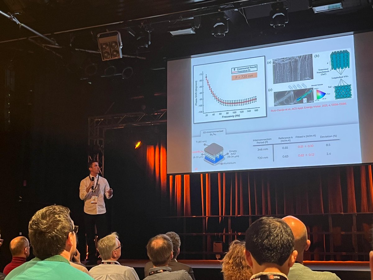 ImnCsic's tweet photo. 🗣️M. A. Tenaguillo, from @FinderDevices (@ImnCsic), presenting his talk "Automated Thermal Characterization of Multilayer Nanostructures: From Theory to Application in Electrodeposited Thermoelectric Materials" in IX Nanoscale and Microscale Heat Transfer Conference #NMHT2026 https://t.co/R5gO9veSiE