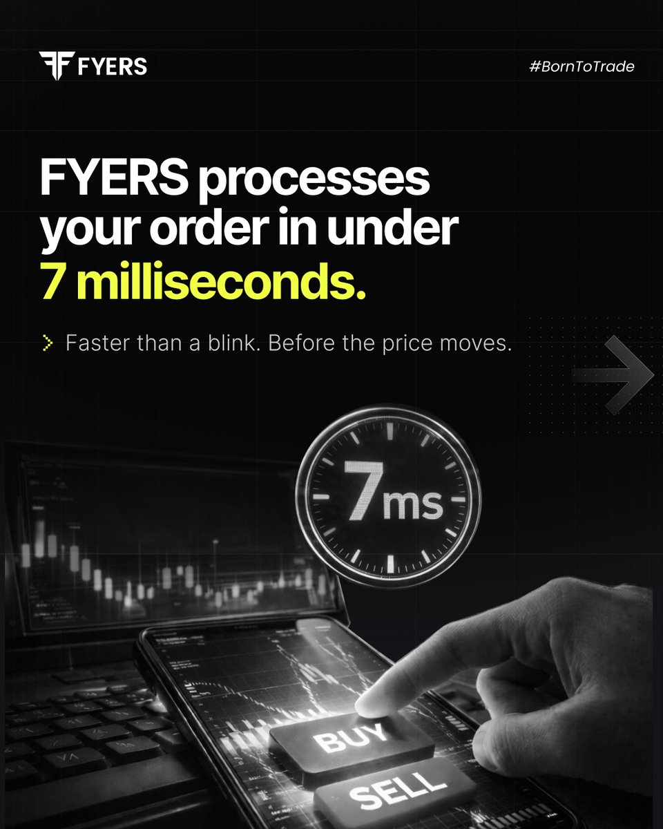 fyers1's tweet photo. You spotted the entry, but the price has already moved.
That gap is latency and it’s costing you profit, opportunity, and slippage.

At FYERS, we execute in 7 milliseconds. Faster than a blink, so you hit the price you see.
#orderlatency #fyers #slippage https://t.co/GYvMF2jQaW