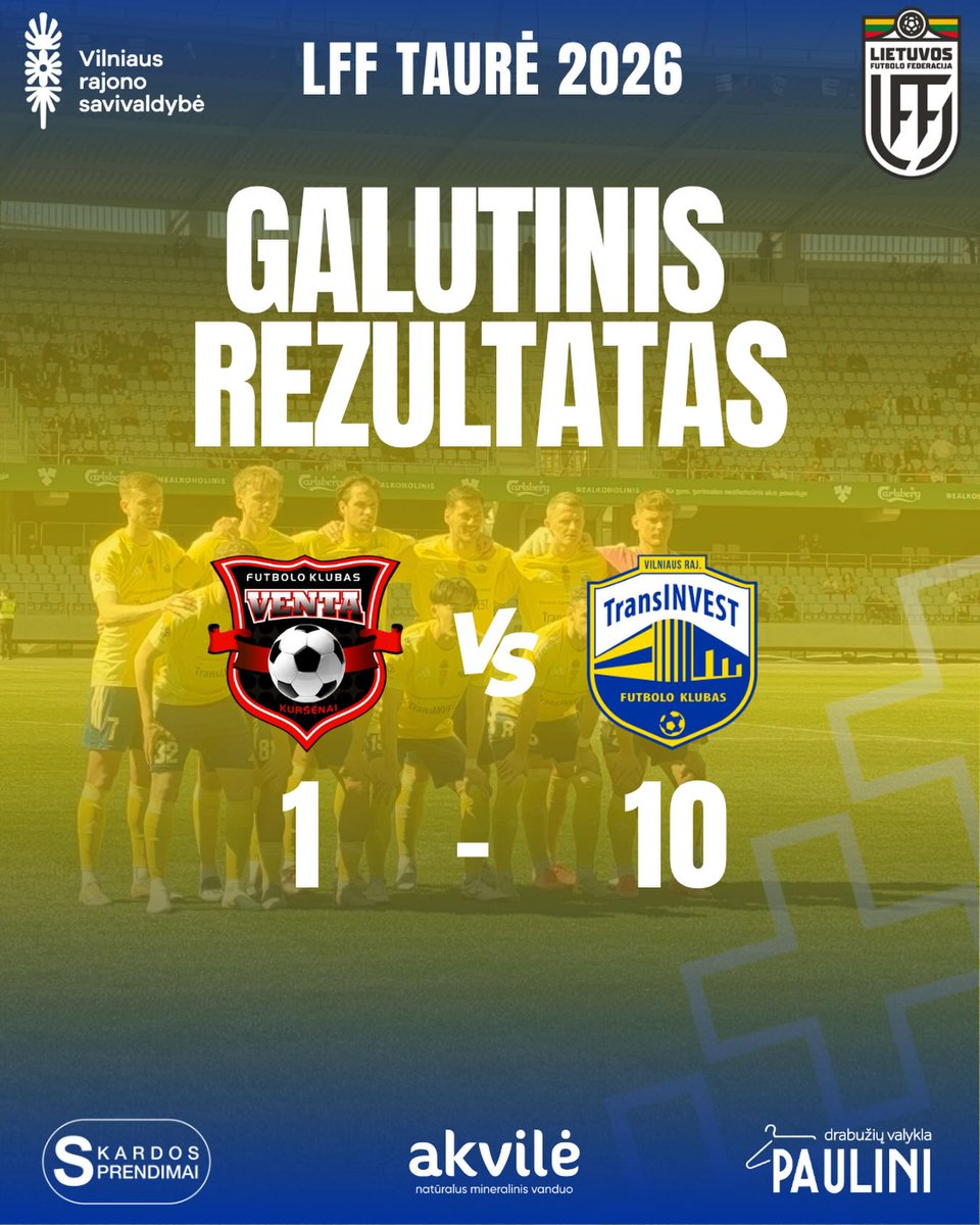 LituanieFootFR's tweet photo. Fin de compétition pour le FK Venta (D4) en #LFFTaure qui s'est fait annihiler par #TransINVEST 
Orestas Lapukas 🇱🇹 avait ouvert le score pour Venta (2')
Tomi Adeloye 🇳🇬 a marqué un quadruplé
Jeudi Stevenson 🇭🇹 a mis un triplé
Steponavičius 🇱🇹 et Petkus 🇱🇹 inscrivent 2 autres but https://t.co/qulJCPJKN2