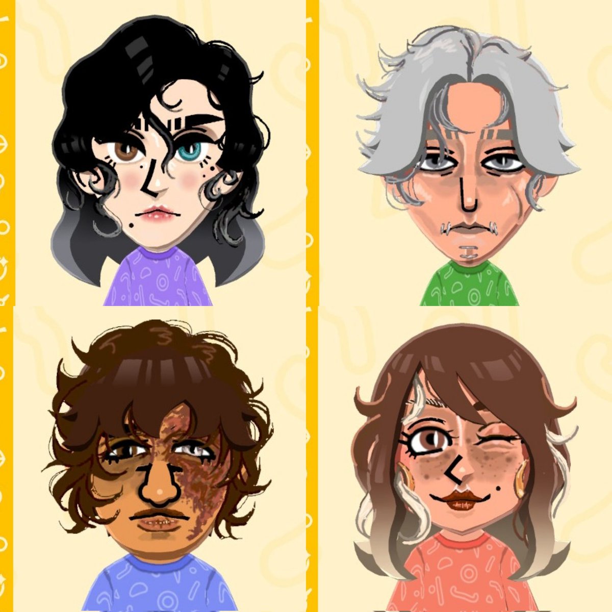 shikispace's tweet photo. After a week of playing I finally managed to surgically remove Tomodachi Life from my brain, yay!! Here are all the IDV miis I made so far which counts as drawing in a way, right? Amanda, Ganji and AliMelly are on the wait list. Reminder to not touch IDV today 🌹 https://t.co/SccuRc0nps