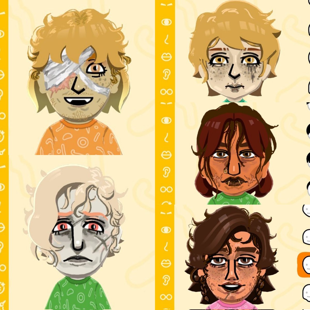 shikispace's tweet photo. After a week of playing I finally managed to surgically remove Tomodachi Life from my brain, yay!! Here are all the IDV miis I made so far which counts as drawing in a way, right? Amanda, Ganji and AliMelly are on the wait list. Reminder to not touch IDV today 🌹 https://t.co/SccuRc0nps