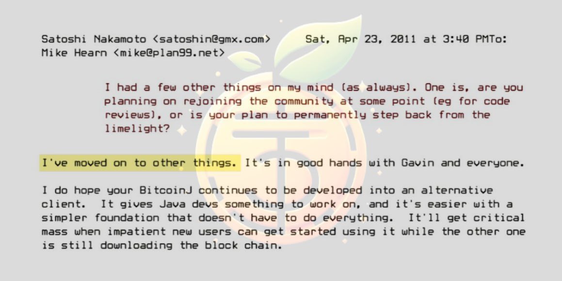 OrangDx_BRC20's tweet photo. On April 23, 2011, Satoshi Nakamoto sent his final known message, stating he had “moved on to other things.”

He left Bitcoin in the hands of the community — proving that true decentralization outlives its creator.

The revolution didn’t stop. It just got started.