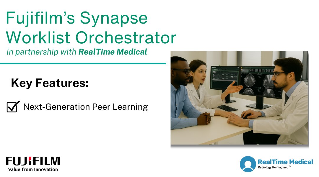 RealTimeMedical's tweet photo. Fujifilm’s Synapse Worklist Orchestrator, in partnership with RealTime Medical, introduces next-generation peer learning designed to strengthen collaboration, enhance quality assurance, and support meaningful clinical feedback.

Learn more: https://t.co/YdpcksE5vU https://t.co/zwh3npJjPg