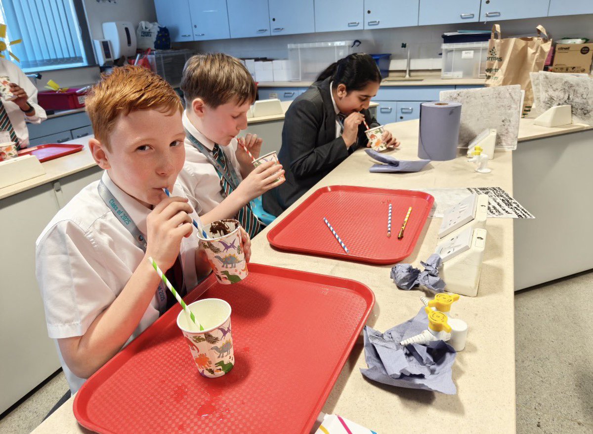 SharplesBacc's tweet photo. The pupils had a brilliant time exploring how volcanic eruptions vary in explosivity. Using jam, honey and fizzy drinks, they modelled different lava viscosities and saw how these influence eruption style! 🌋 #geologyclub @SharplesSchool https://t.co/0a1jv3A40z