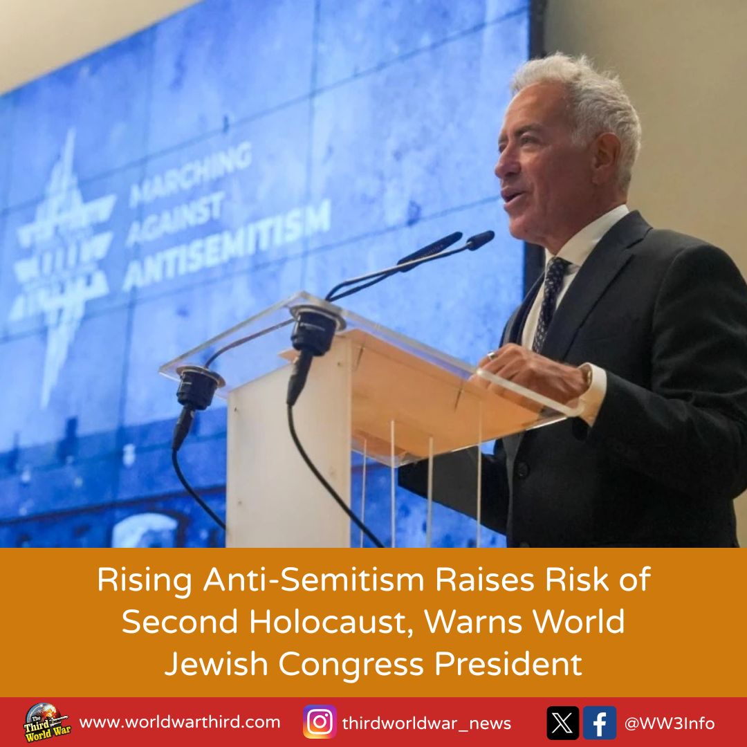 WW3Info's tweet image. #WW3: Post #Oct7, 2023, rising global #antiSemitism risks a 'second #Holocaust,' warns WJC pres Sylvan Adams, alleging #Qatar funds Jew hatred. EU Parliament Pres Roberta Metsola &amp;amp; Europe's @MargolinRabbi echo alarm over surging attacks. Data shows Jew attacks at a 30-year high.