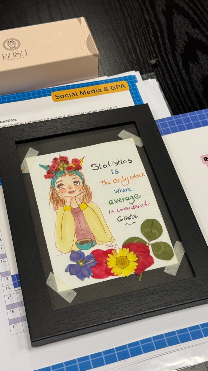 alsfaartist's tweet photo. Another successful presentation with my colleague Dr. Hayat about statistics 📊✨ I decided to add a splash of color to our class  by gifting everyone a small, custom-painted piece of my art. 🎨 #PhDJourney #AcademicCommunity" https://t.co/wn8Cmu854D