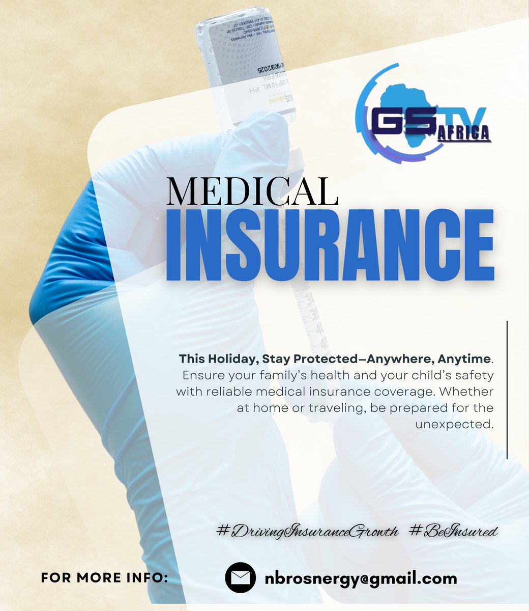 GstvAfrica's tweet image. With reliable medical insurance, you and your loved ones stay covered—anytime, anywhere. Be prepared, stay secure, and enjoy peace of mind wherever life takes you. #gstvafrica #BeInsured