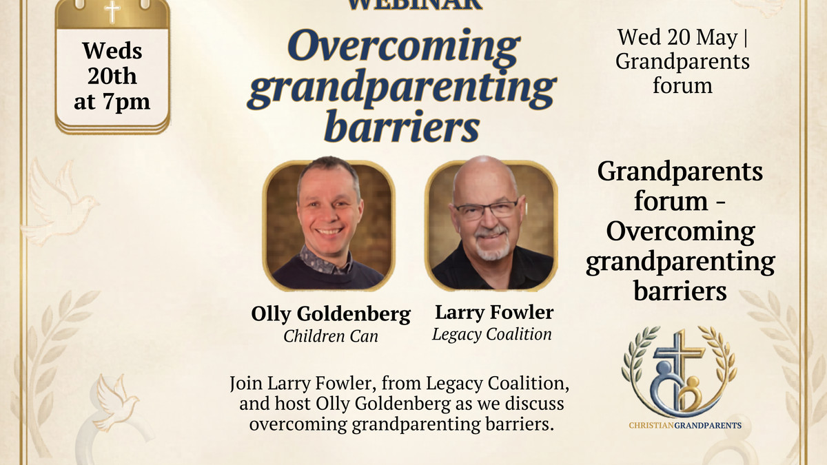 Childrencan's tweet photo. FREE Grandparents Forum
20 May 2026 | 7–8:30pm BST (Online)
'Overcoming Grandparenting Barriers'
Be encouraged &amp; equipped to have spiritual impact in your family. Featuring Larry Fowler, Olly Goldenberg &amp; Ralph &amp; Helen Goldenberg.
Free: https://t.co/LpaEzbVuTI https://t.co/Fq2N4kiCSy