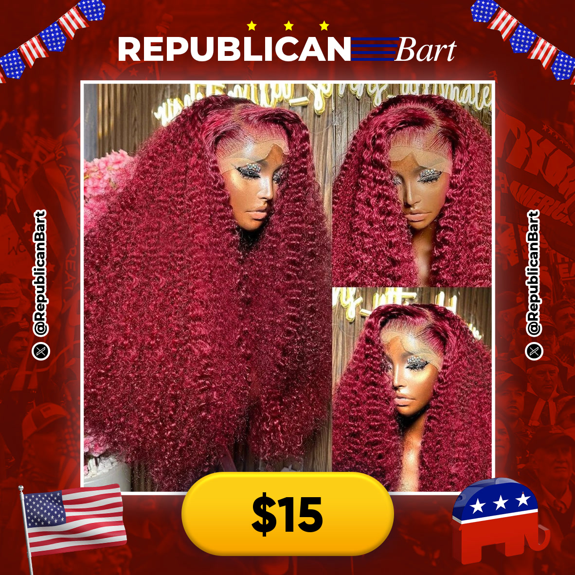 RepublicanBart's tweet photo. 🔥 WIG GAME STRONG! 🔥

✨ Burgundy Deep Wave Wig ✨
🔗 https://t.co/dZDTE1oOym https://t.co/17IAlONdgk