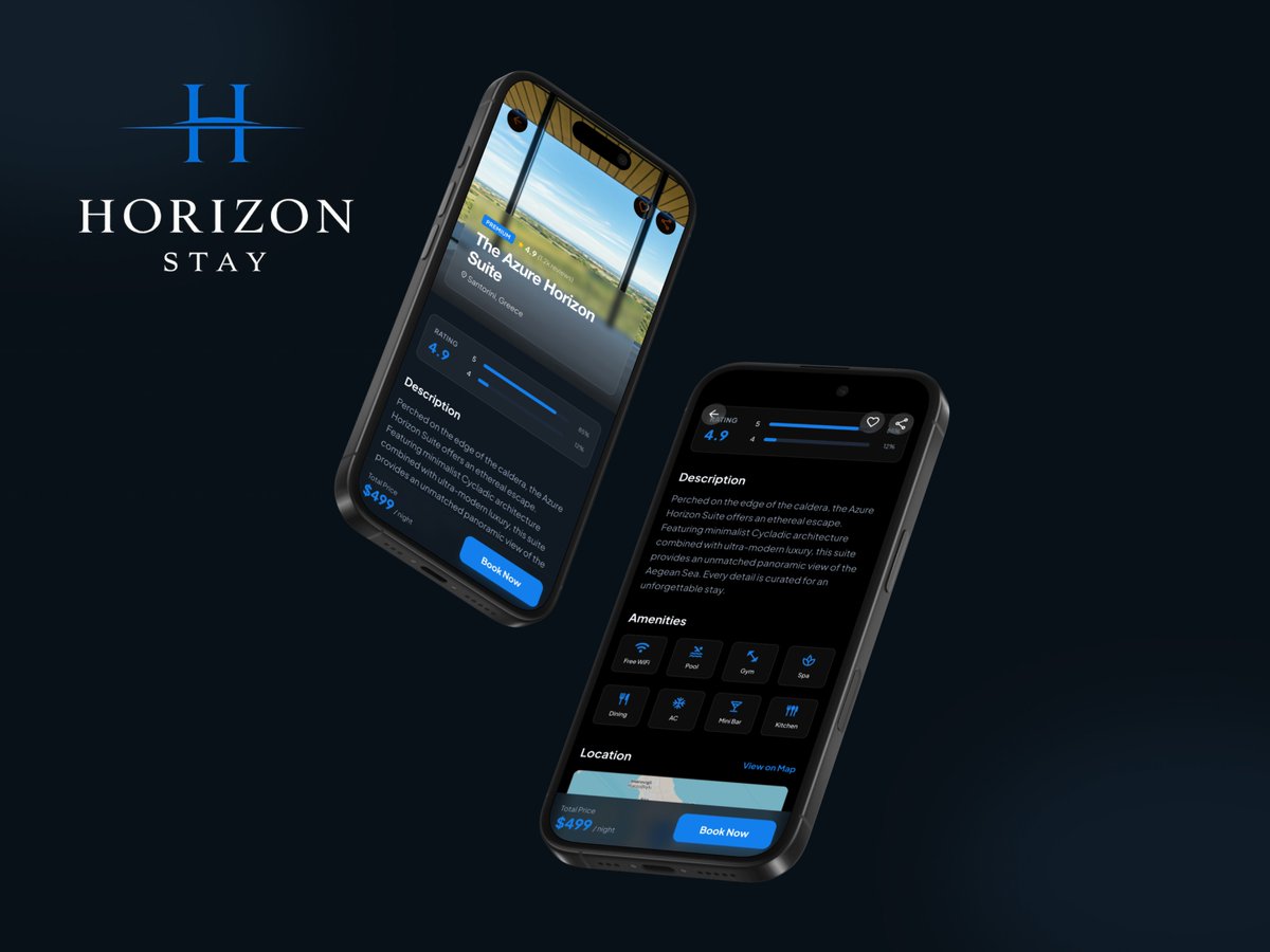 aimorelove's tweet photo. Horizon Stay — platform for discovering and booking premium stays. Intuitive, visual UX focused on atmosphere, comfort, simplicity, and fast decisions. #UIUX #WebDesign https://t.co/dGMcsPKHh3