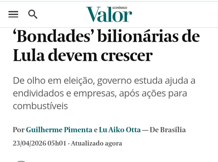 "O governo se prepara para divulgar nos próximos dias um programa de socorro aos endividados".

Lá vem mais um desenrola do desenrola, enrolar a população pra cair de novo em dívidas.