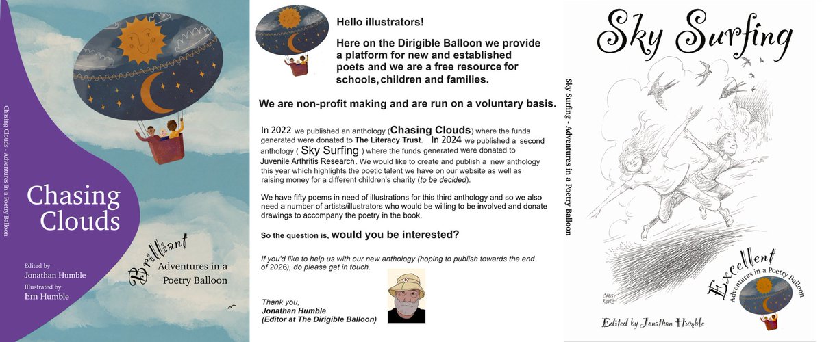 TheDirigible's tweet photo. We're still shortlisting the poems (no one has been contacted yet). Looking for artists.
#PoetryForChildren #DirigibleBalloon #AnthologyNumberThree 🎈 https://t.co/rMWzPz16bU