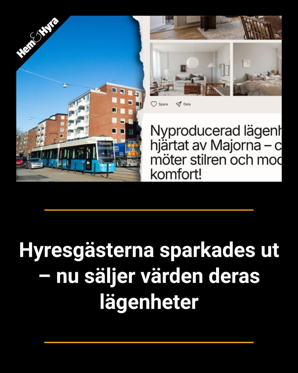 Västerstaden lovade hyresgästerna att de ”självklart” skulle få återvända efter renoveringen. Nu säljs lägenheterna i stället som exklusiva bostadsrätter. hemhyra.se/nyheter/hyresg… #bopol #hemhyra