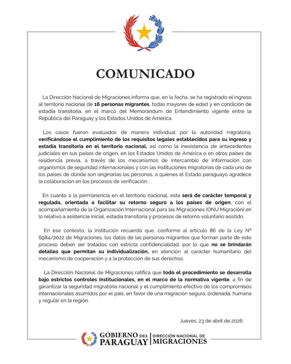 Migraciones Paraguay tweet media