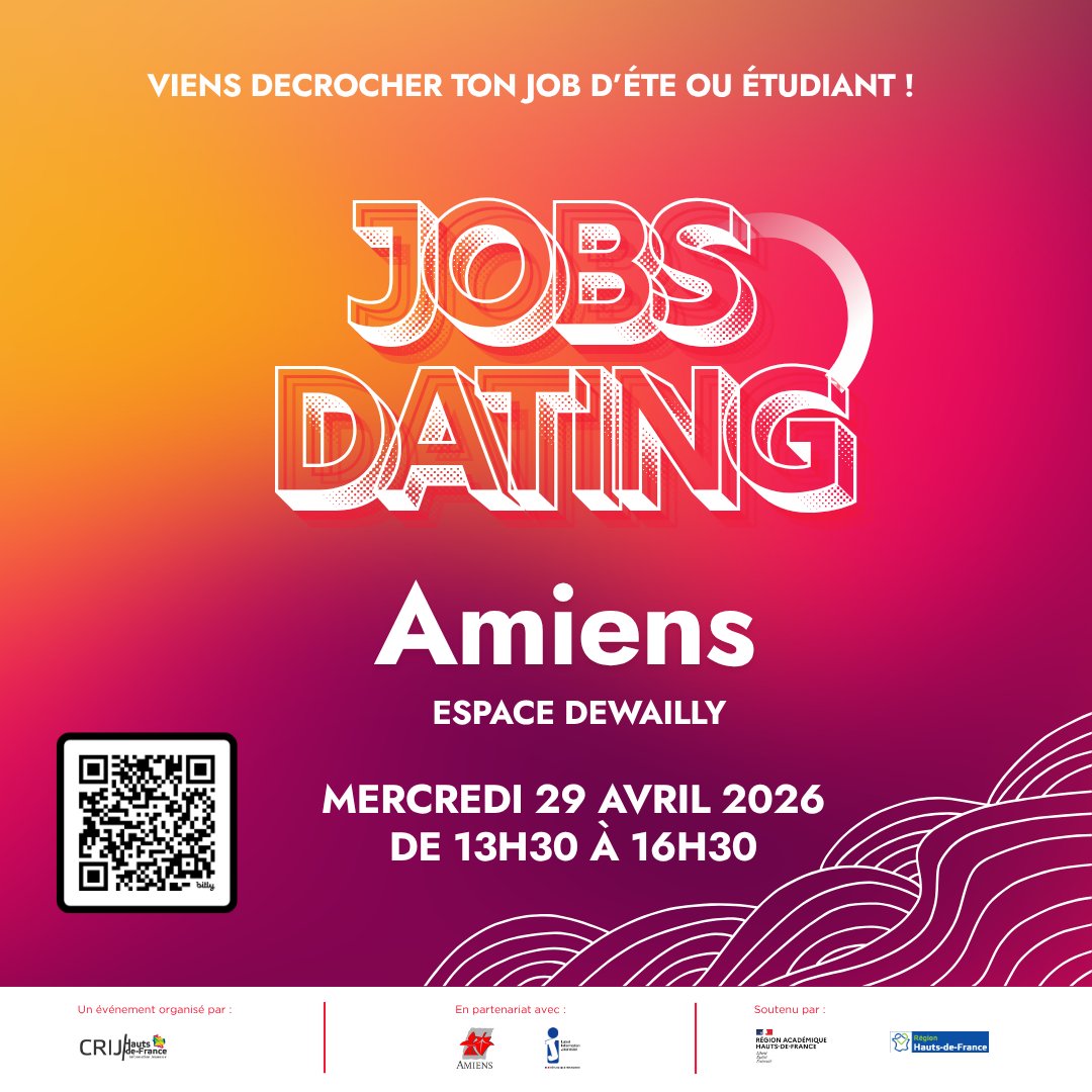 crijhdf's tweet image. 🔎 Job Dating à #Amiens 
Vous cherchez un #job d’été ou #étudiant ? Rencontrez des recruteurs lors de la 2ème session de recrutement mercredi 29 avril
📍Espace Dewailly, Amiens 
✅ Infos &amp;amp; recruteurs ij-hdf.fr/evenement/693/…