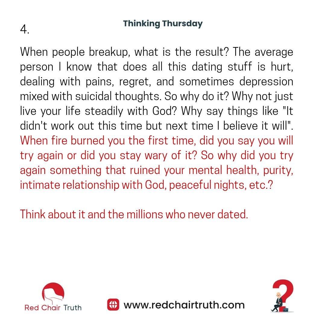 redchairtruth1's tweet image. #Redchairtruth #ThinkingThursday #Christianblog #Dating #ChristianValues #GodlyLiving #RCT #ItaUdoh