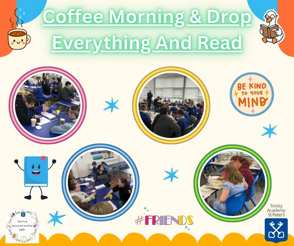 TrinityAcadStP's tweet photo. This morning, we hosted a Coffee Morning and Drop Everything And Read event for our children and their families. ☕📚

The focus was on friendship - what makes a good friend, and how we can get to know our peers better.❤️

#Friendship #Reading #Community https://t.co/nakPOdXXuV