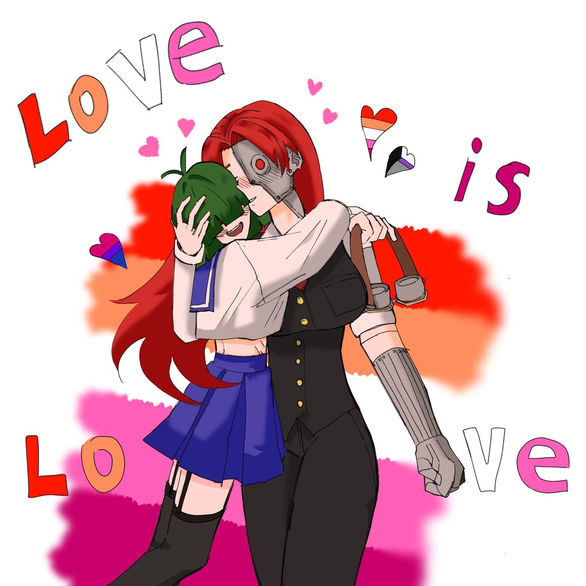 kuneko0729's tweet image. Happy lesbian visibility week!!!
#OC #lesbian #queer