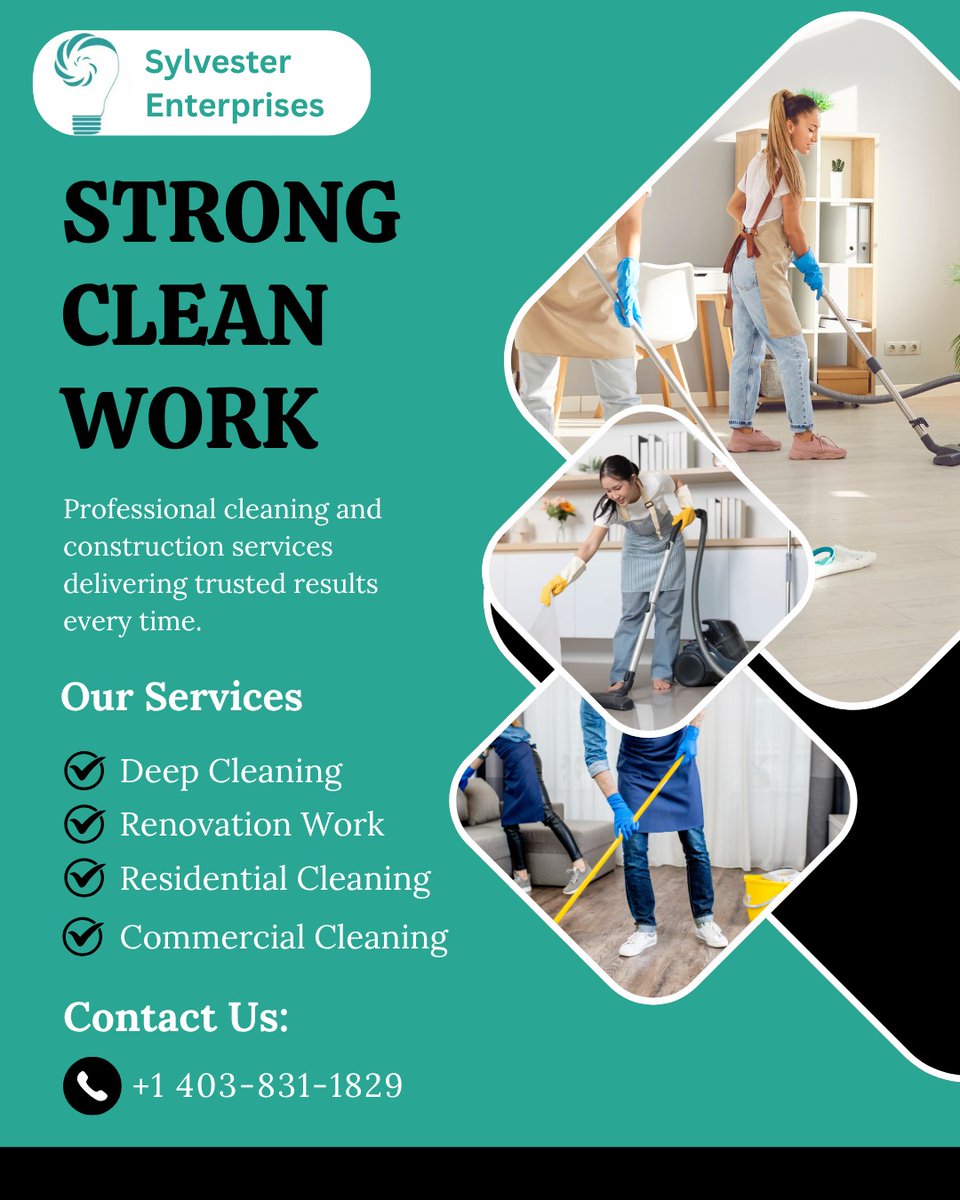 sylvester1829's tweet image. Sylvester Enterprises offers cleaning &amp;amp; construction services in Calgary. Trusted, reliable &amp;amp; professional results. 

Call +1 403-831-1829 

#Cleaning #Construction #Calgary #Services