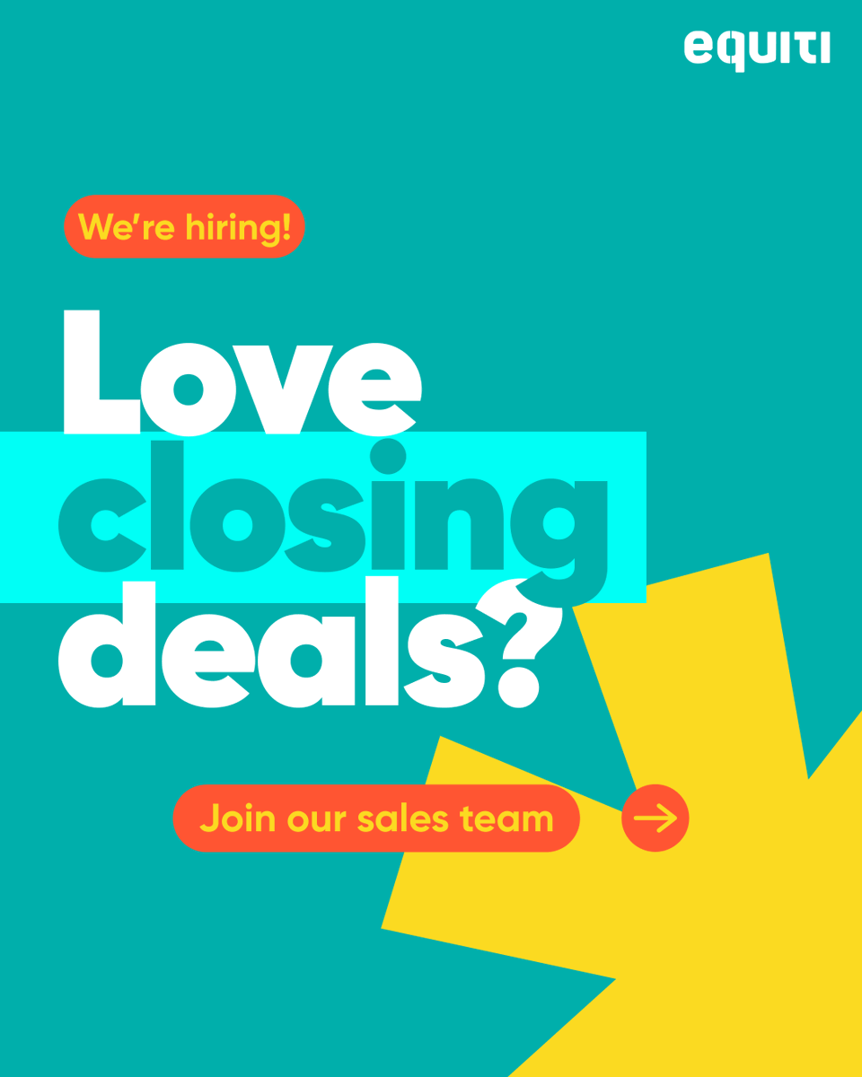 Equiti_en's tweet image. We’re hiring. 🤩

If you know how to turn a first conversation into a long-term client relationship, we should talk.

Join our Sales team at Equiti. 🤝

Apply now: 
f.mtr.cool/eiqnzbdcjr

#JoinEquiti #EquitiGroup #JobOpportunities

Trading carries risk.