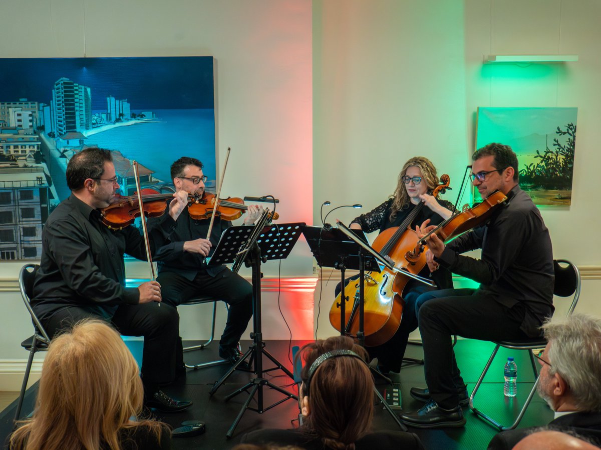 culturalchcuk's tweet photo. This is how we welcomed spring in London 🌸
A full house for the Prometheas String Quartet at Cyprus House 🎻
With thanks to the Xenophon Protopapas Foundation for their support 🤝 https://t.co/beQ4XO1sYE