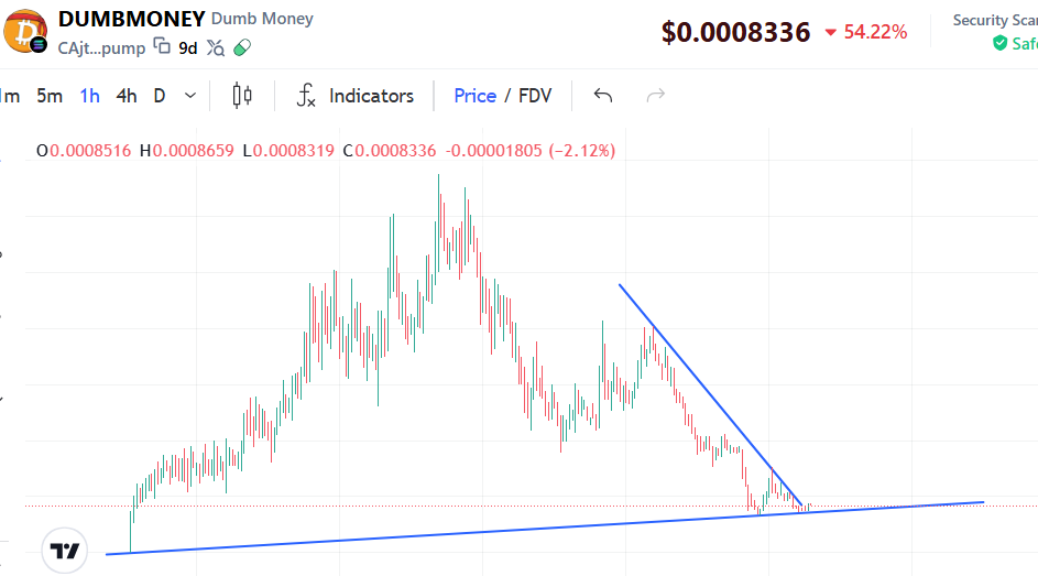 BladeCipher's tweet photo. @rutradebtc Things established on a support. 
Breakout happens as we speak $dumbmoney https://t.co/f9Cswtfgaw