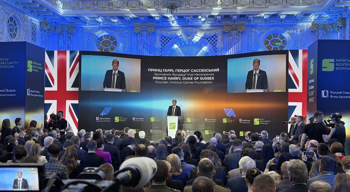 Prince Harry addressed the Kyiv Security Forum in Ukraine today: 

"I am not here as a politician. I am here as a soldier who understands service, as a humanitarian who has seen the human cost of conflict, and as a friend of Ukraine who believes the world must not grow used to