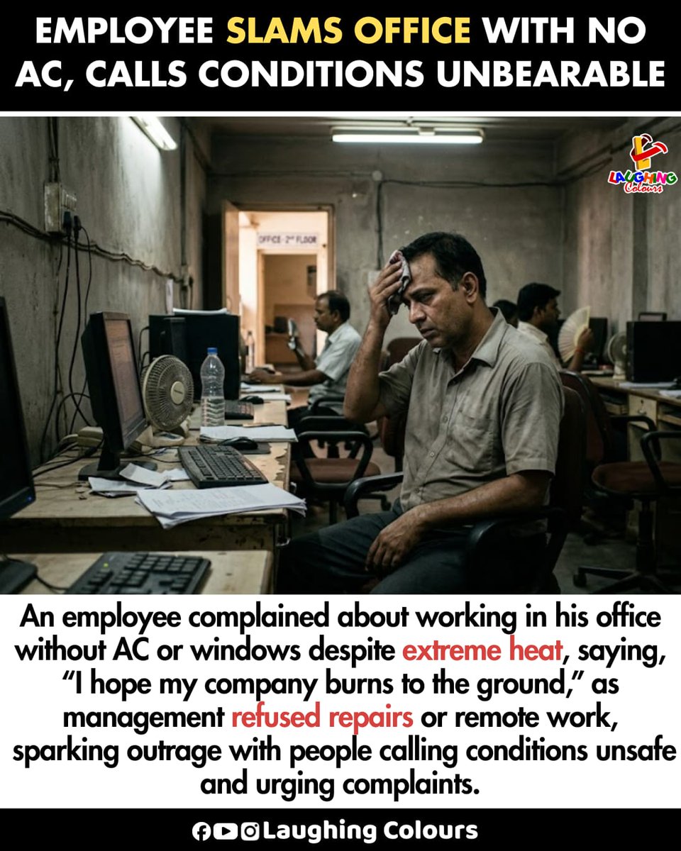 LaughingColours's tweet image. Employee slams office conditions 😡

#Workplace #OfficeLife #ViralNews #Awareness