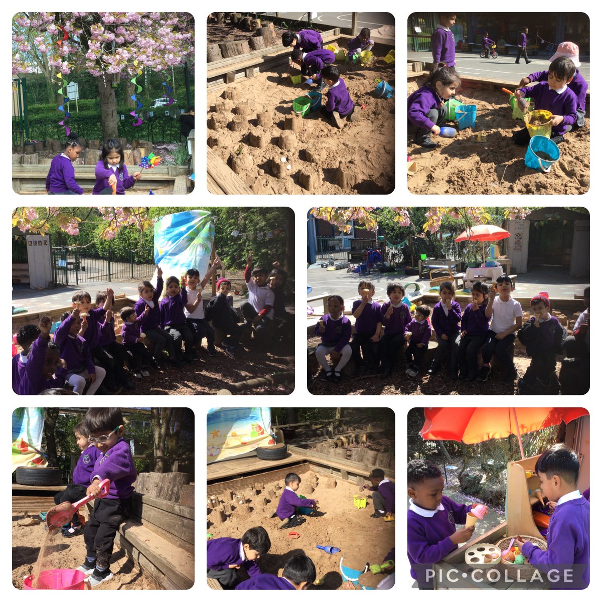 GilnowSchool's tweet image. This week in Nursery we have been learning about 'The Seaside'. We shared the story, 'The Train Ride'...'What shall I see, What shall I see?' We've enjoyed our play ice cream stall, building sandcastles, plus a special treat...yummy ice cream cones! #happyfaces 😀🍦🏖️