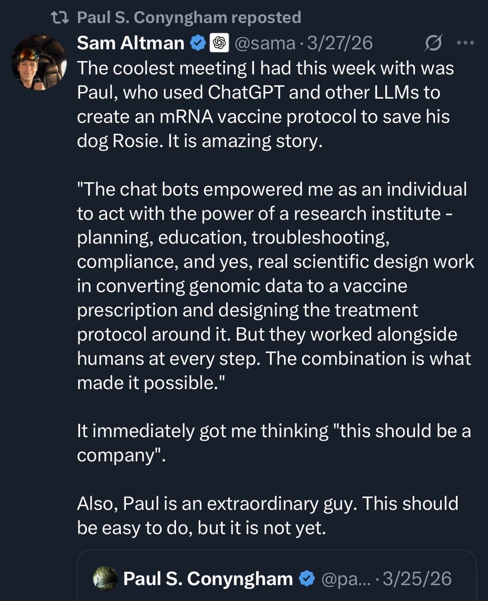thurmOSHI's tweet photo. this coin has a special x factor to it.

i posted over a month ago at 500k. it went to 1.5m+ twice from there. 

but that doesn’t matter. this time is different. 

you don’t know the backstory? let me enlighten you. 

$ROSIE is a (cute) dog who unfortunately has cancer; tumors all over. her owner paul decided to take matters into his own hands. he developed a personalized mRNA vaccine and helped actually shrink one of Rosie’s tumors.

paul and $ROSIE made national headlines. because paul utilized grok to finalize the vaccine, elon has positively commented on the story multiple occasions. paul even had a meeting with sam altman (open ai). 

now, allow me to explain the x factor(s)

- paul has been given rights to all of the fees. he has accumulated around $150k that is awaiting him to retrieve. 

- rosie is alive and doing well. paul recently commented on finalizing her next vaccine. this being an on-going story adds momentum. the next vaccine is ready mid-may.

- paul is presumably creating a company to help other dogs do this exact process. imagine he partners with sam a or elon. rosie then becomes the face of next generation cancer treatment for dogs across the world. 

with this coin being around for one month and still being alive, says something. given the possibilities, it could make an astronomical type of run.

sit and wait. however long it takes.