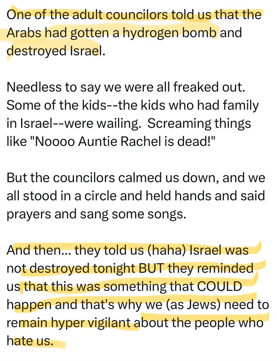 So is Jewish Zionist indoctrination just adults deliberately traumatizing children to manipulate them into supporting a genocidal apartheid state?
