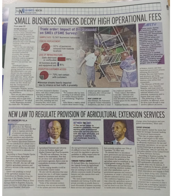 UFAAS13's tweet photo. Agricultural Extension in the news.
#AgricExtUg2026 https://t.co/DC1YVt4VKw